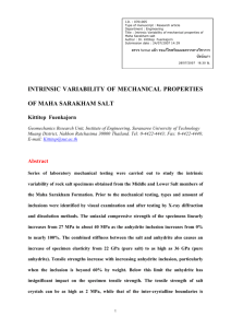 Intrinsic Variations of Mechanical Properties of Maha Sarakham Salt