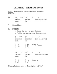 CHAPTER 3 – CHEMICAL BONDS