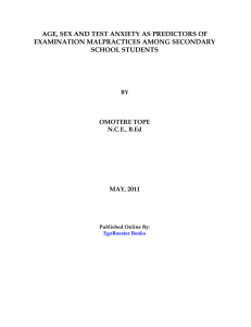 age, sex and test anxiety as a predictor of examination malpractice