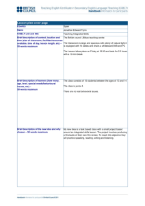 Templates for the course assignment lesson plan