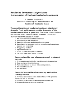 a copy of Headache Treatment Algorithms, A discussion