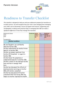 This checklist is designed to help you and your adolescent prepare