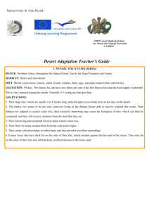 Desert Adaptation Teacher`s Guide