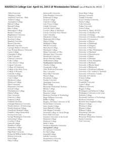 HAISSCCA College List April 16, 2013 @ Westminster School (as of
