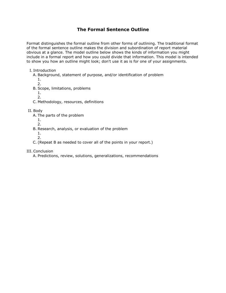 The Formal Sentence Outline