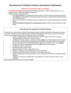 Full Board Medical/Behavioral Amendment Submission Form