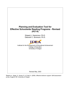 Benchmarking Tool for Effective Schoolwide Reading Programs