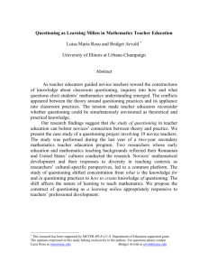 Questioning as Learning Milieu in Mathematics Teacher Education