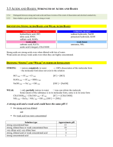 Strength of Acids and Bases