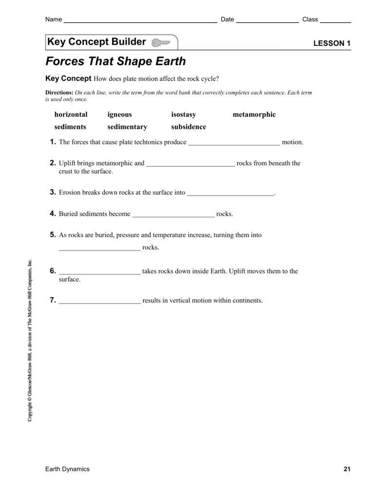 Glencoe Mcgraw Hill Science Worksheets Answers 8th Grade Free