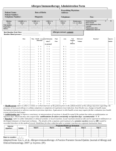 Allergen Immunotherapy Administration Form