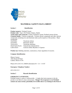 MSDS-Type 1 IL Cement - Roanoke Concrete Products Co.