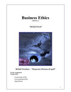 Business Ethics report on Deepwater Horizon oil spill - Pc