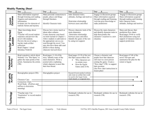 Weekly Planning Sheet - Anne Arundel County Public Schools