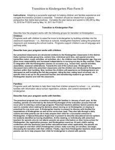 Transition to Kindergarten Plan