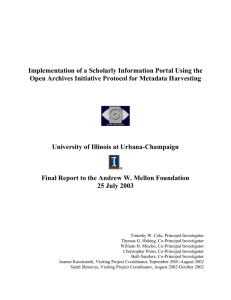 Final Report: Project to Implement a Scholarly Information