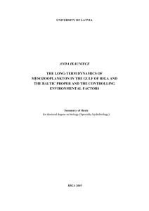 Anda Ikauniece. The long term dynamics of mesozooplankton in the