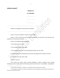 1 Unofficial translation[1] FISHERIES ACT B.E, 2558 (2015