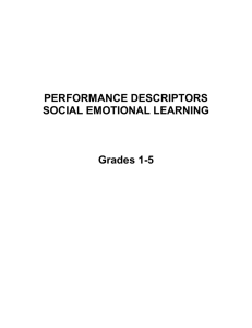 Performance Descriptors for Social Emotional Learning, Grades 1-5