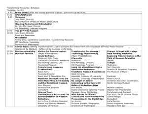 Transforming Museums Conference Schedule by Session