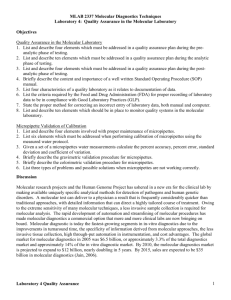 Quality Assurance in the Molecular Laboratory & Validation of