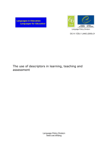 The use of descriptors in learning, teaching and assessment