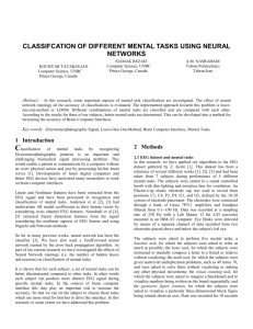 classifcation of different mental tasks using neural networks