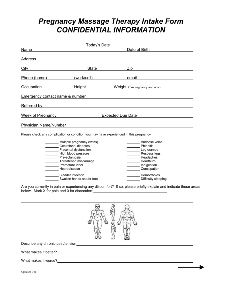Printable Consent Form Massage Therapy Intake