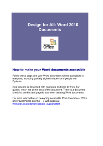 Design for All: Word 2010