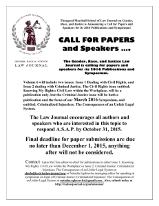 Call For Papers and Speakers - Gender, Race and Justice Law