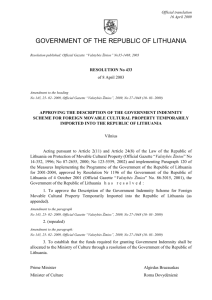 Resolution on the Approval of Government indemnity for Foreign