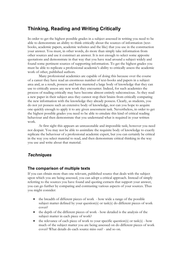 critical review dissertation example