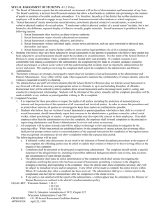 SEXUAL HARASSMENT OF STUDENTS 411.1 Policy Document