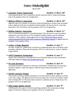March 2014 Lancaster County Conservation Deadline of March 28th