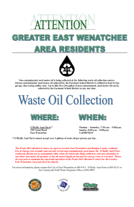 Greater East Wenatchee Area Waste Oil Collection