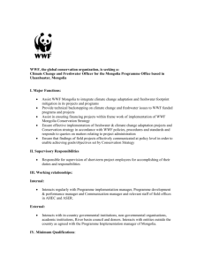WWF MONGOLIA PROGRAMME OFFICE