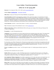 Course Outline: Virtual Instrumentation