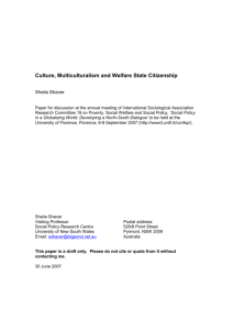 Culture, Multiculturalism and Welfare State Citizenship