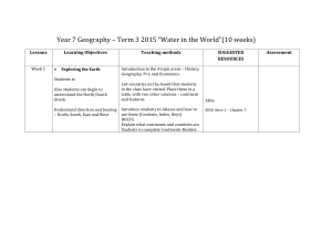 Year 7 Geography – Term 3 2015 “Water in the World”(10 weeks