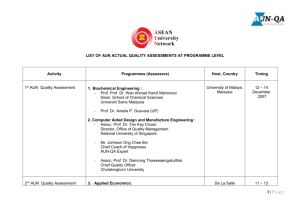 list of aun actual quality assessments at programme level