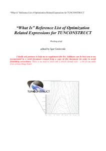 Reference List of Optimization Related Expressions for