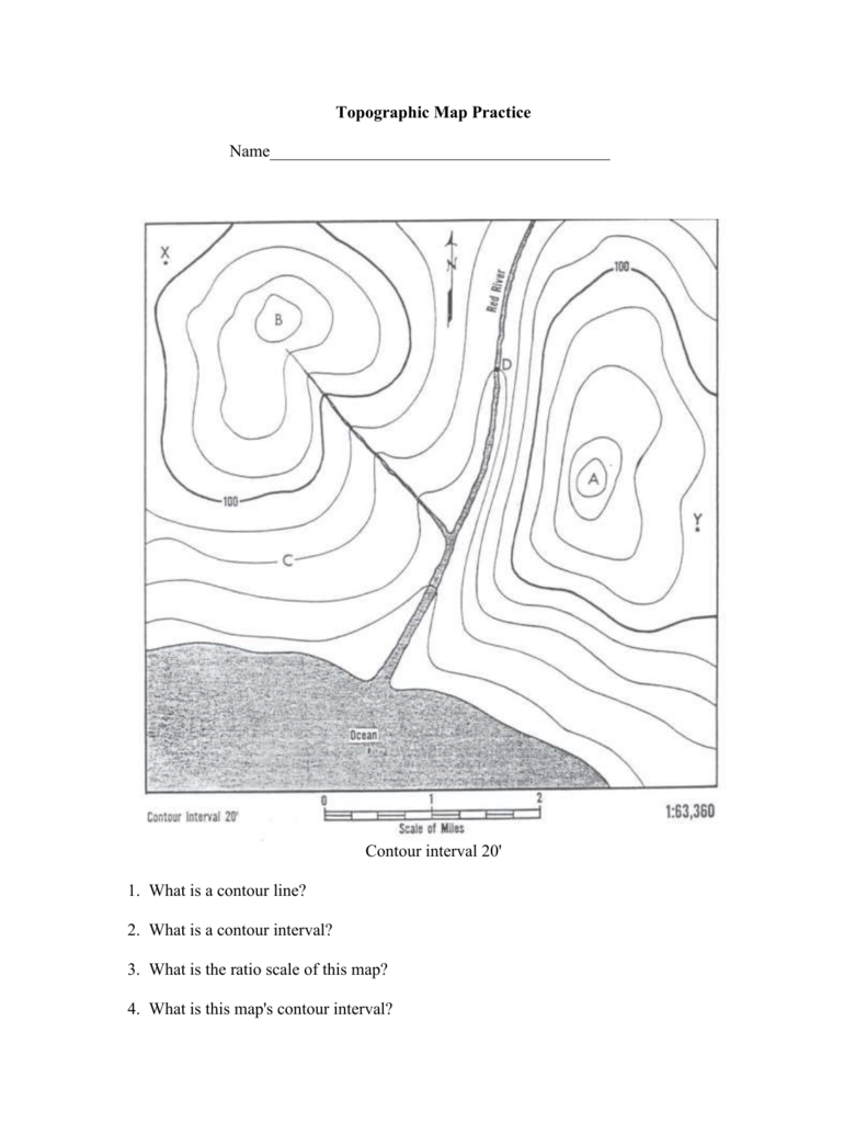 Topographic Map Worksheet