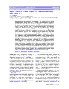 Impact Factors of Journals in Sport and Exercise