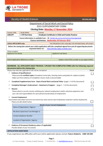 La Trobe University supplementary form 2015