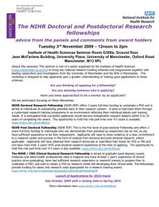 The NIHR Doctoral and Postdoctoral Research fellowships