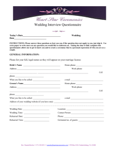 Wedding Interview Questionnaire