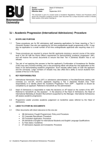 3J Academic Progression International Admissions: Procedure