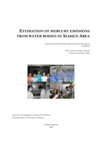 Estimation of mercury emissions from water bodies in Xiamen Area