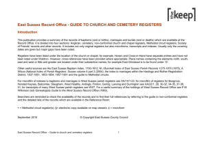 Guide to Church and Cemetery Registers