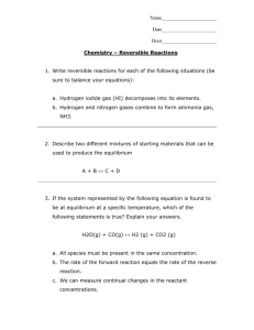Chem Equil Reversible Reaction